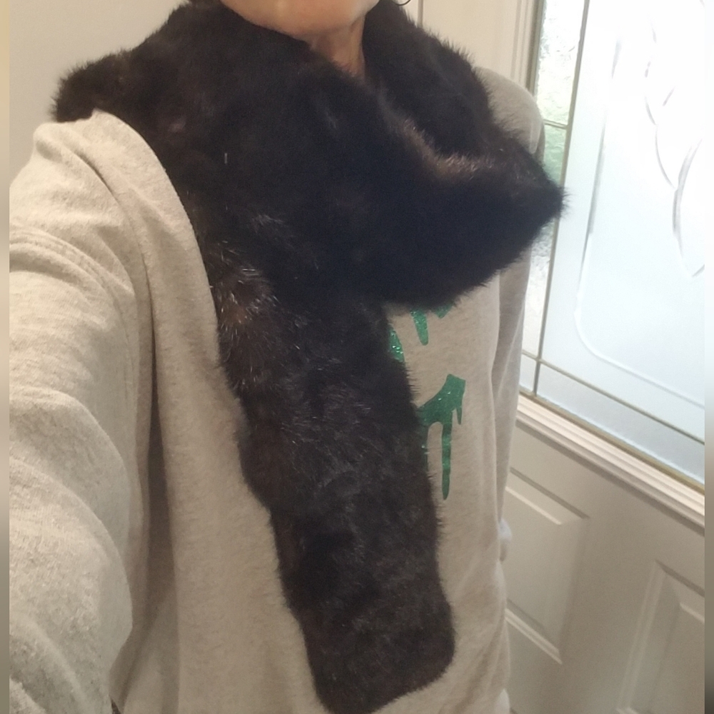 Vintage Genuine Mink Real Fur Long Scarf Collar Shrug Boa